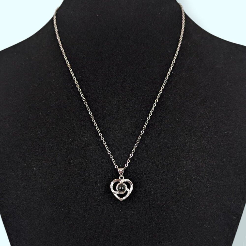 Dainty Sterling Silver Heart Cut Out Pendant Necklace